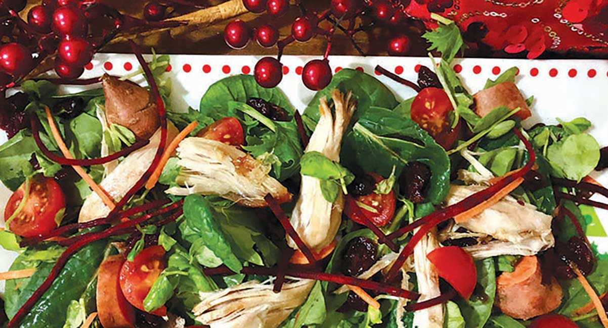Cranberry Chicken Christmas Salad with options for kids!