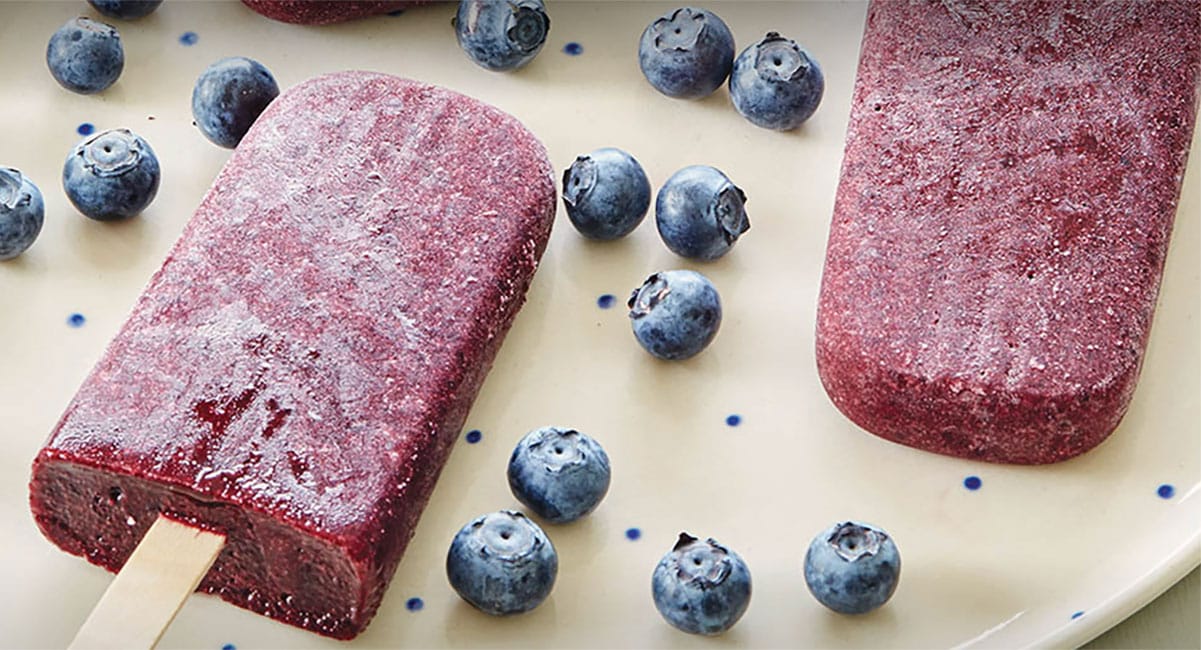 Blueberry and chia sorbet icy poles