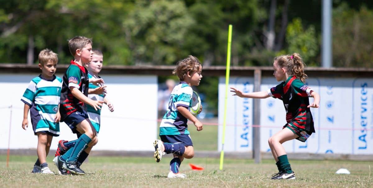 children playing rugby at Flinders Rugby Club
