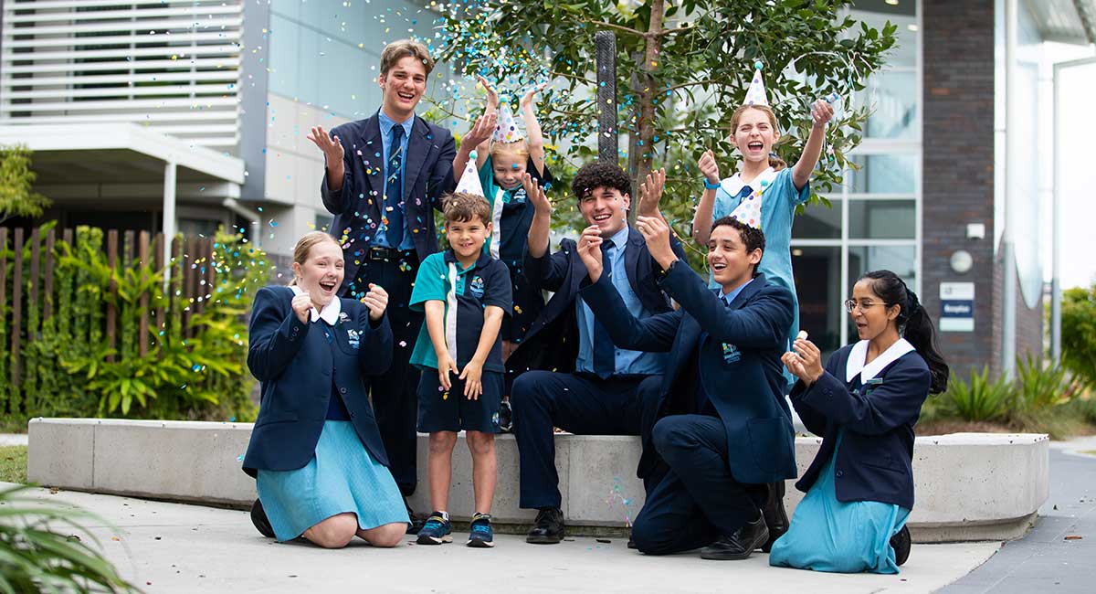 Students at Pacifc Lutheran College celebrating the College's birthday