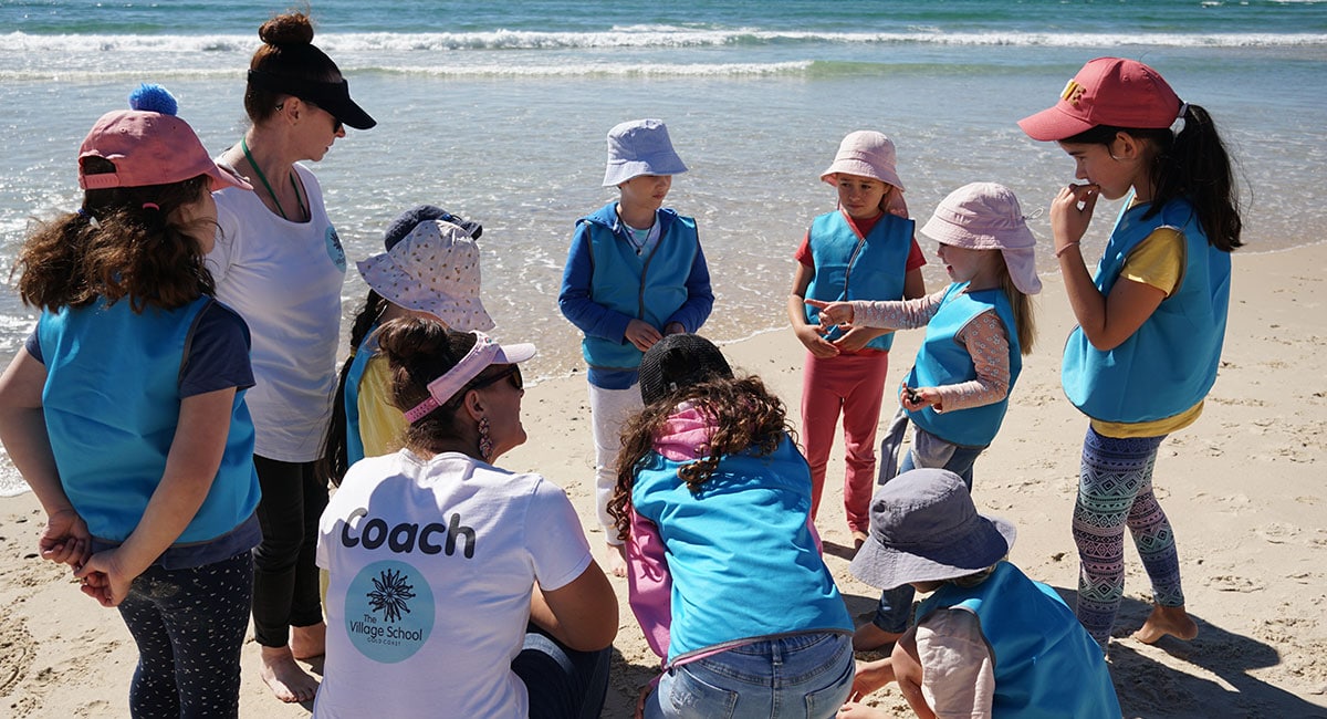 Learning on the beach at The Village School Gold Coast