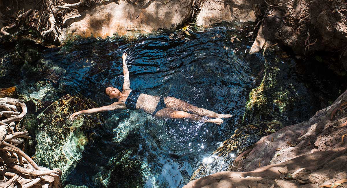 Woman Relaxing at Katherine Hot Springs Northern Territory