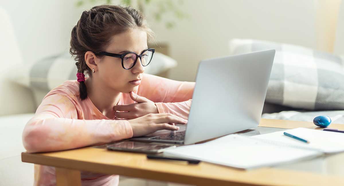 Year 12 student having online tutoring