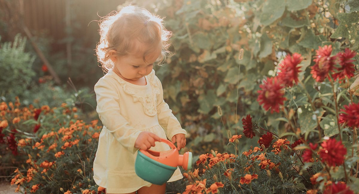 Toddler Exploring Garden