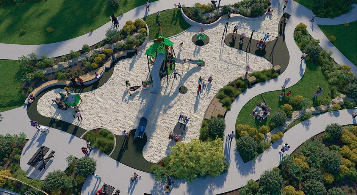 an Artist's impression of the new playground being constructed in Buderim Village Park