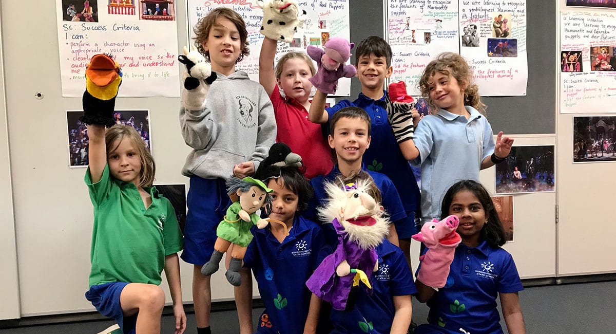 Students in puppetry program at Sunshine Beach State School