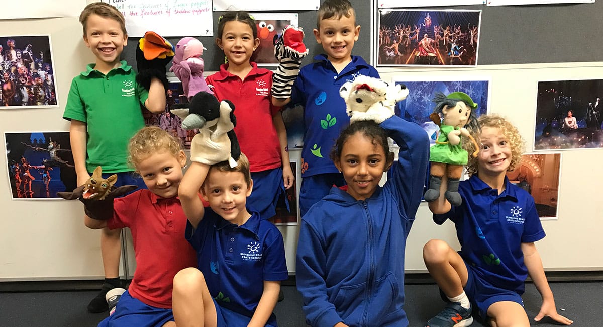 Year 3 students at Sunshine Beach State school - puppetry program