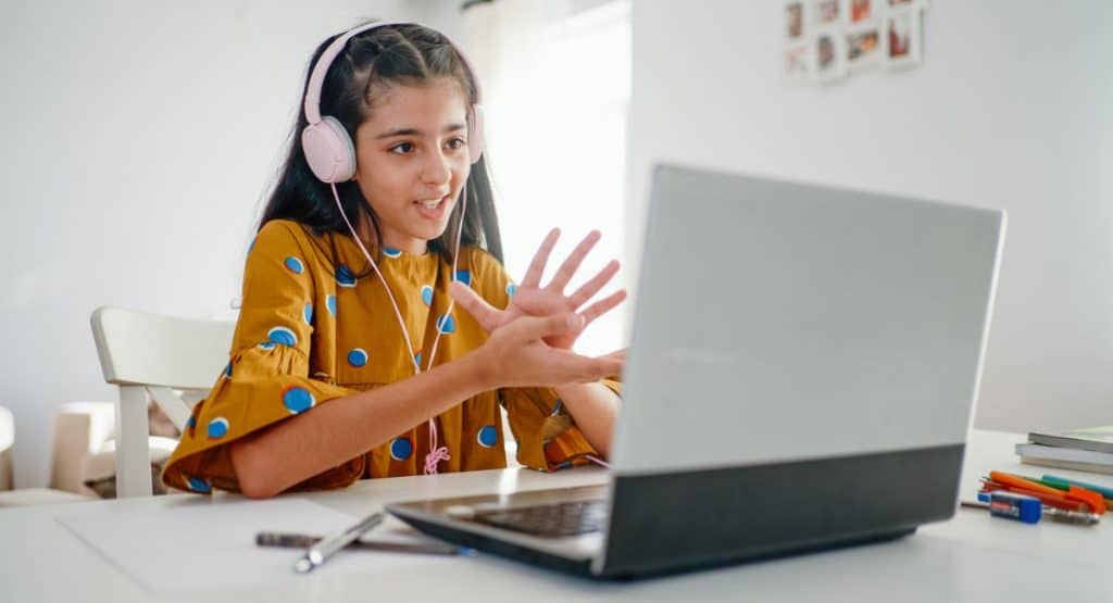 a Young Girl Engaged in Virtual Learning at Hillcrest Christian College