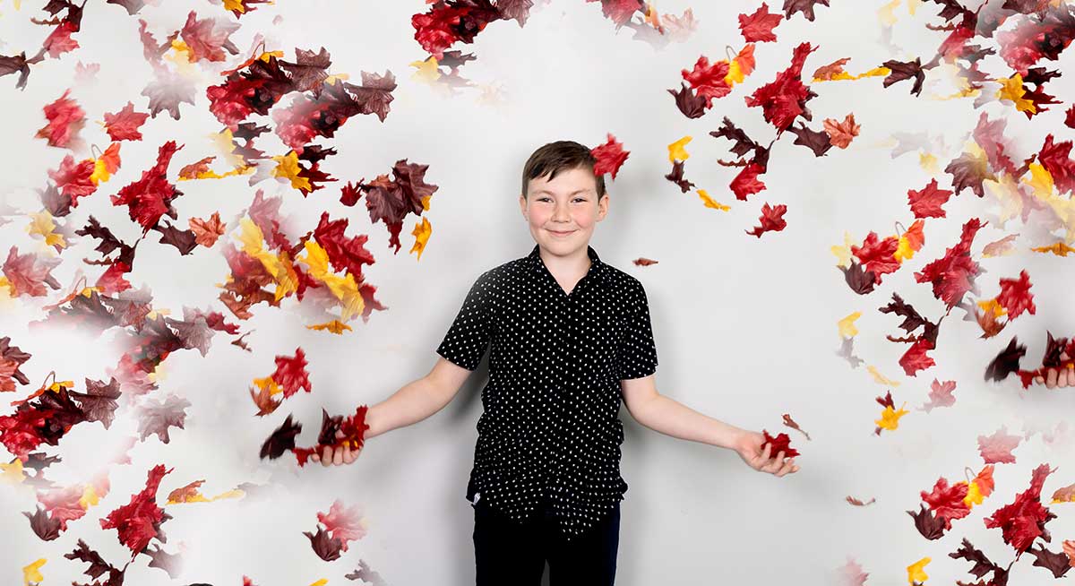 Sunshine Coast Student Lincoln Rawlins with Leaves