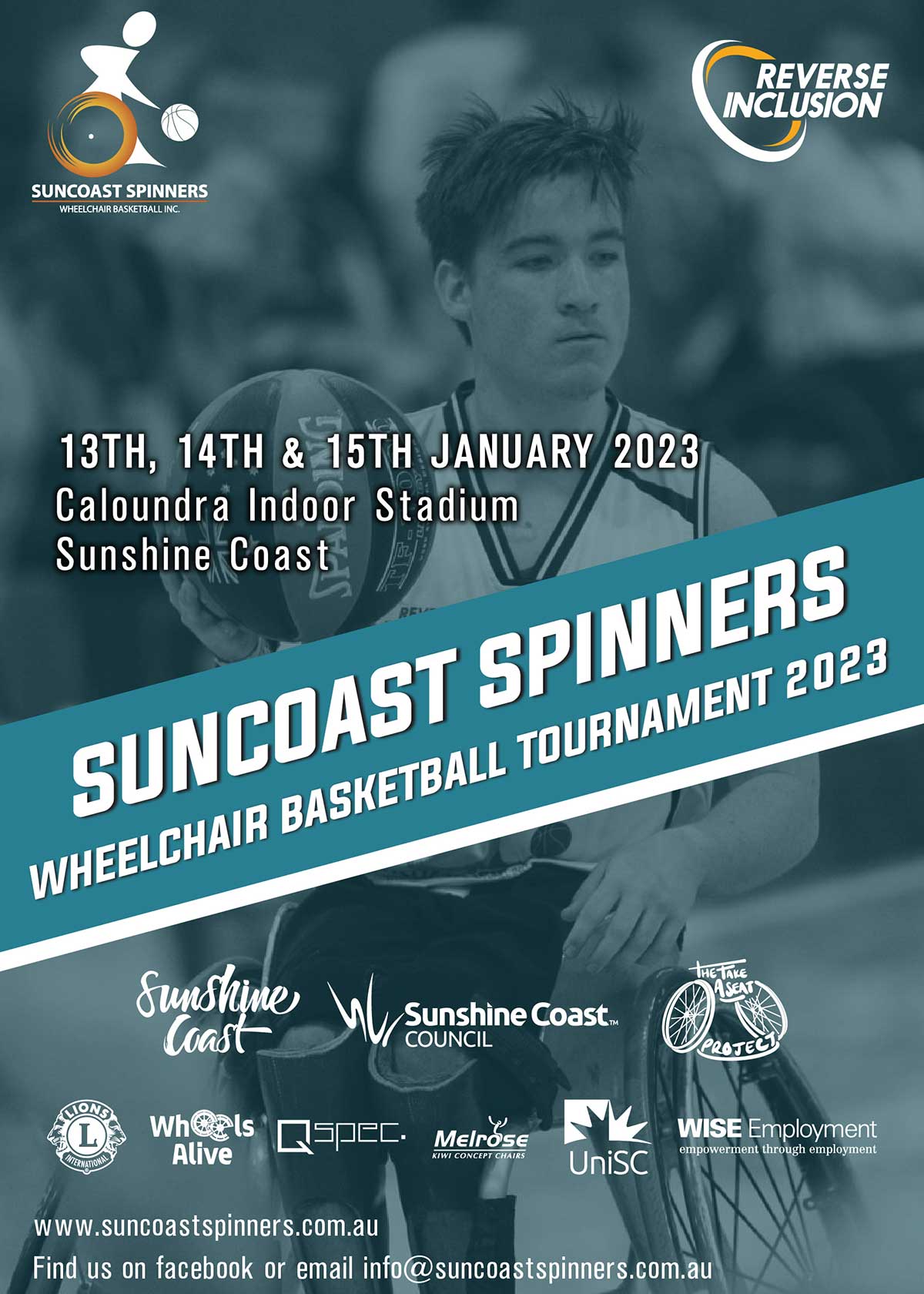 Suncoast Spinners Wheelchair Basketball Tournament Flyer 2023