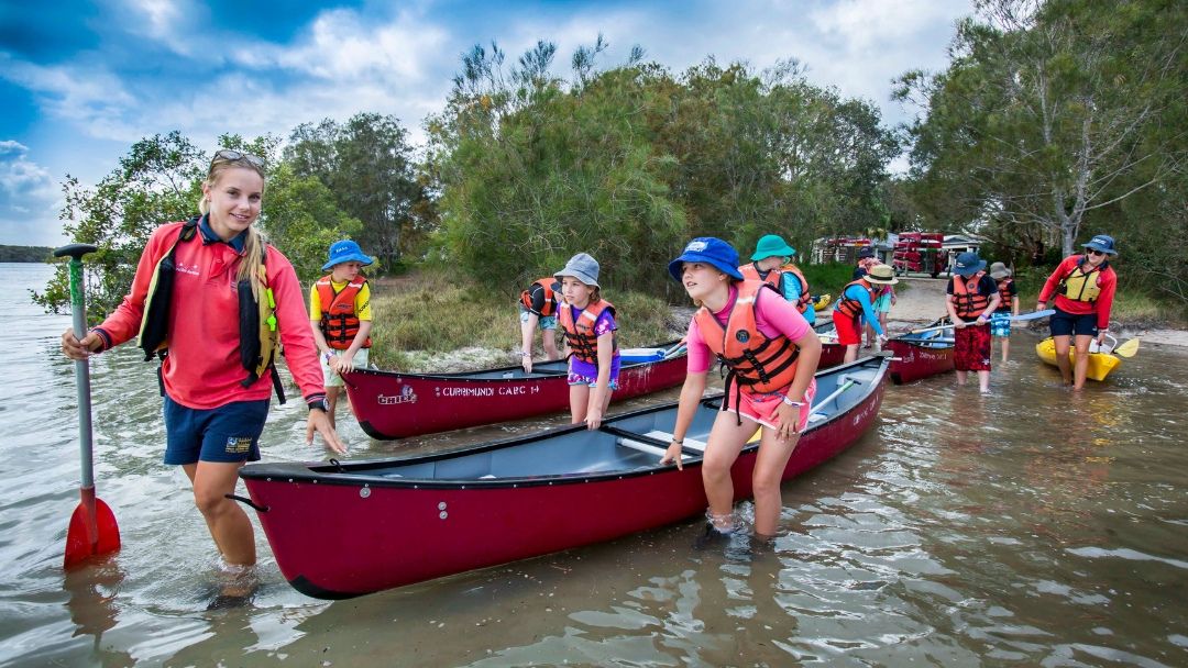 Kids Sailing Canoes at Gold Coast Recreation Precinct School Holiday Program