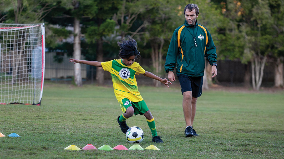 Primary Age Child at Brazilian Soccer Training on the Sunshine Coast