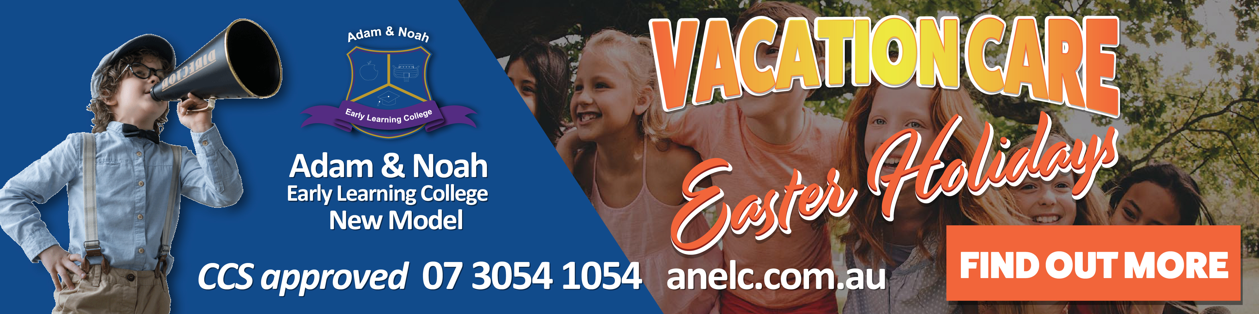 Adam and Noah Easter Vacation Care in Brisbane banner ad