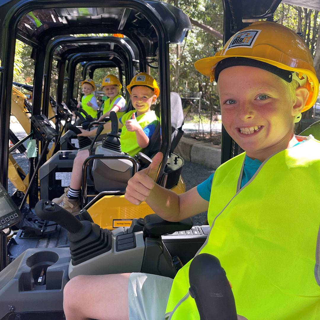 Kids in the Driving Seat at Dig It Mini Excavator Park for Kids