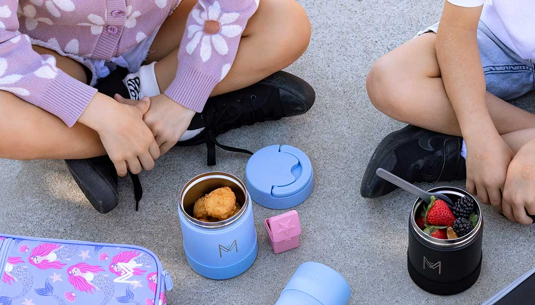 Kids with Their Food Jars and Lunchboxes