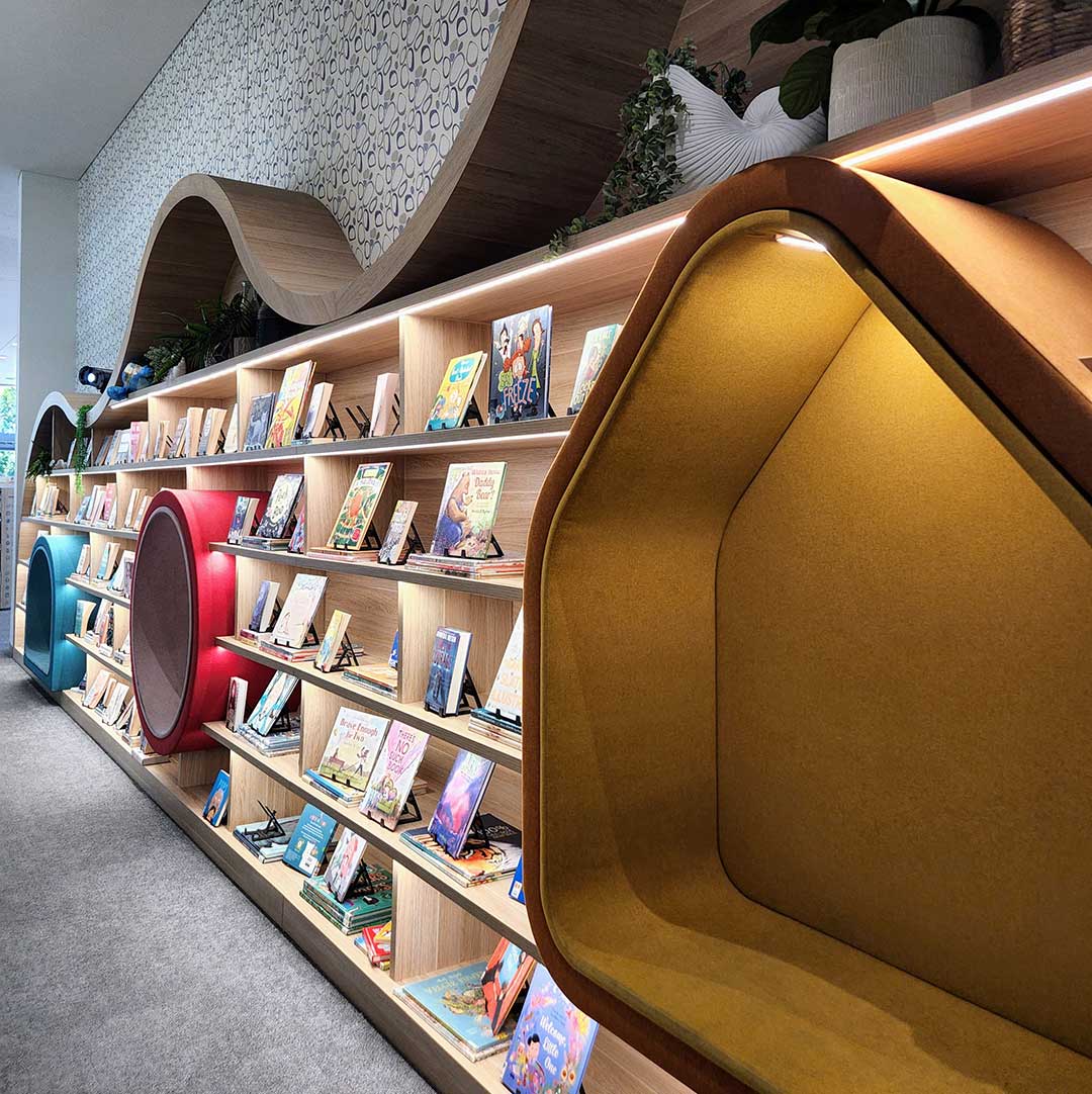 Ipswich Children's Library has cosy nooks and kid-friendly shelves.
