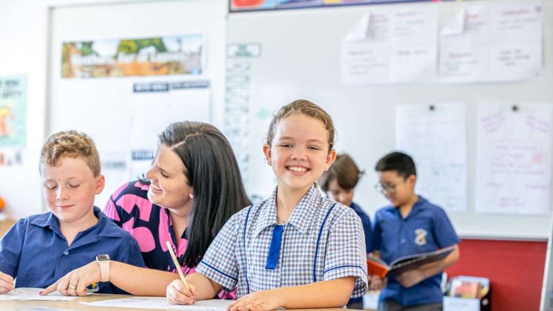 In the classroom at Mary Immaculate School, Brisbane