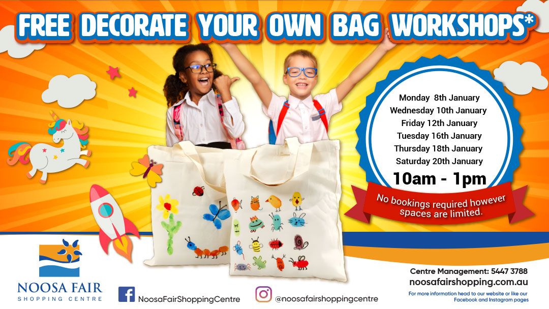 Decorate Your Own Bag Workshops plus Your Chance to Win