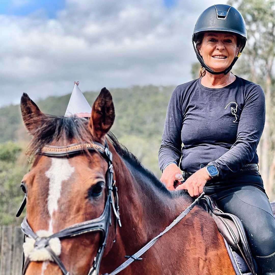 Parent Riding Horse at Horse Riding Lessons at Unity Equestrian Gold Coast