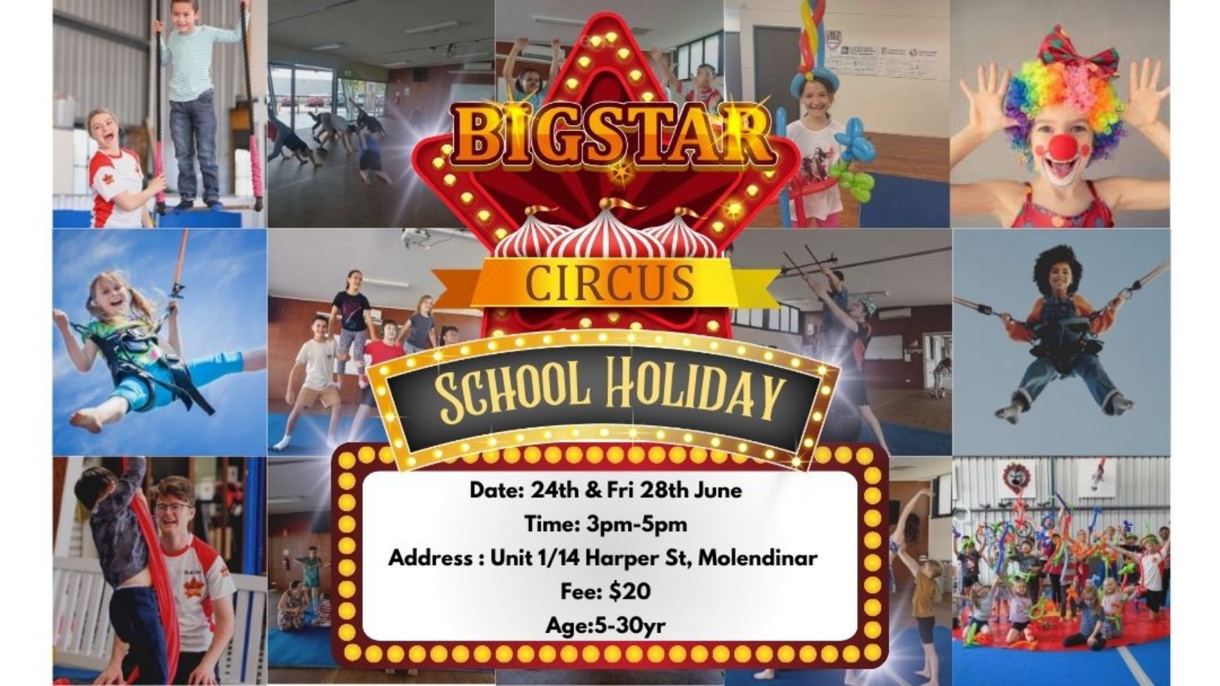 Bigstar Circus June School Holiday Workshop