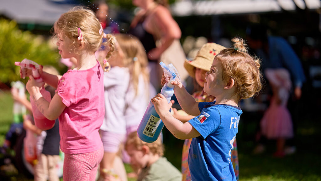 Messyplay2025josephbyford | Kids in Brisbane Gold Coast Sunshine Coast | Kotc Kids with Water Spray Bottles at Messy Play Sunshine Coast 2025