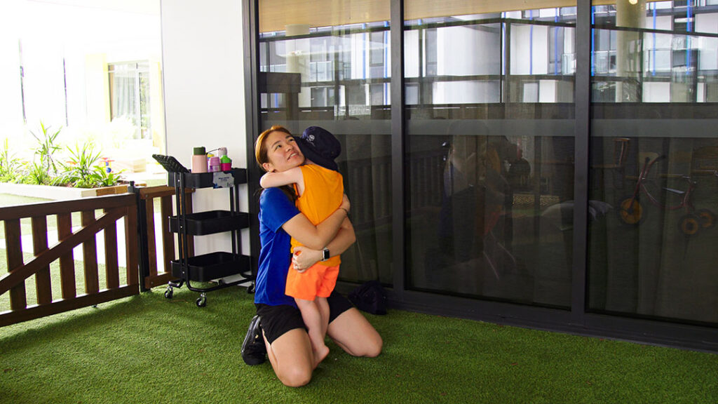 Sanctuarearlylearninggoldcoasthugs | Kids in Brisbane Gold Coast Sunshine Coast | Kotc Educator Giving Student a Hug at Sanctuary Early Learning Adventure Gold Coast