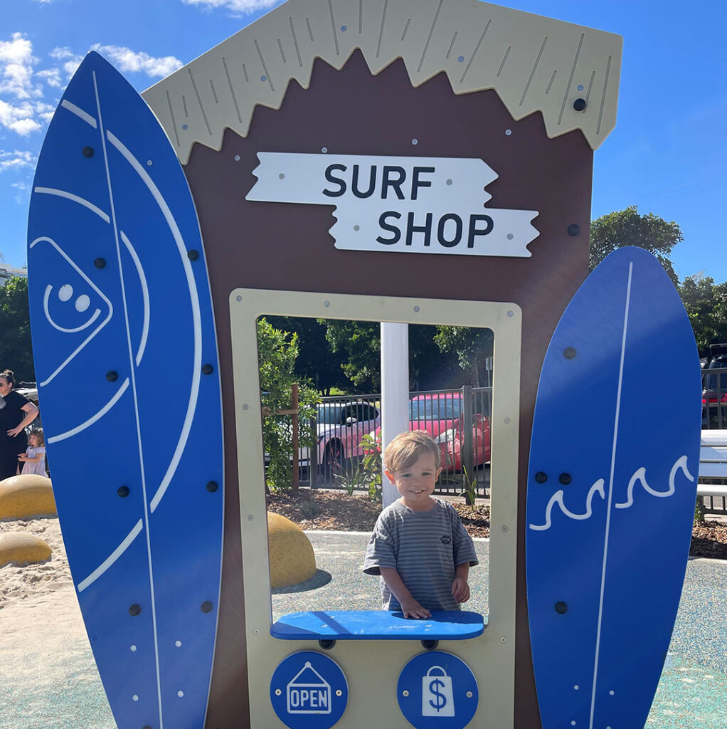 Surfshopfunatupgradedlabalsaplayground | Kids in Brisbane Gold Coast Sunshine Coast | Kotc Surf Shop at Upgraded La Balsa Park Playground on the Sunshine Coast