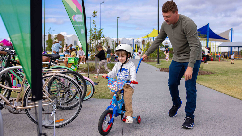 Aura-mulberry-park2 | Kids in Brisbane, Gold Coast, Sunshine Coast | Kotc Child Riding Bike at Mulberry Park - a New Sunshine Coast Park in Stockland Aura