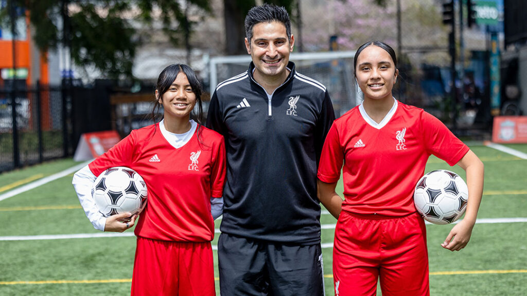 Students and Coach at Liverpool Football Club International Academy