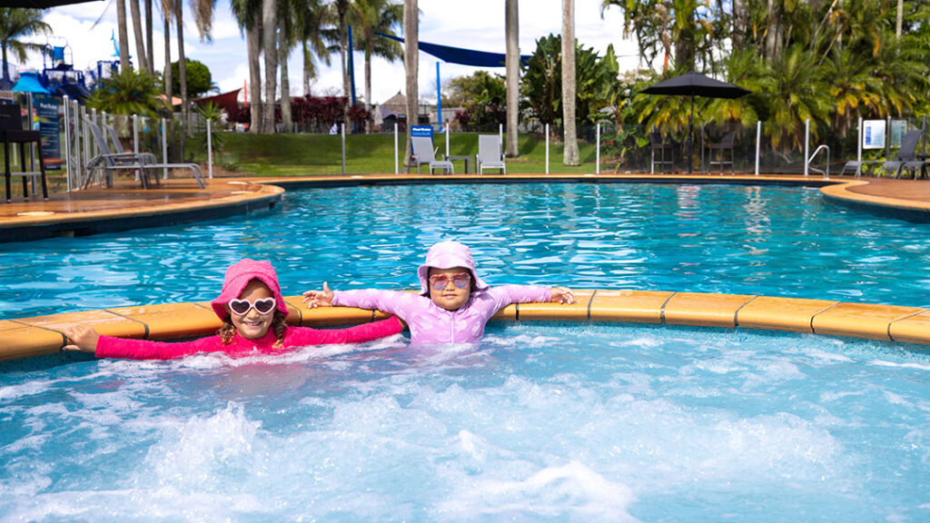 Relaxing in the Spa at Oaks Caloundra Holiday Park