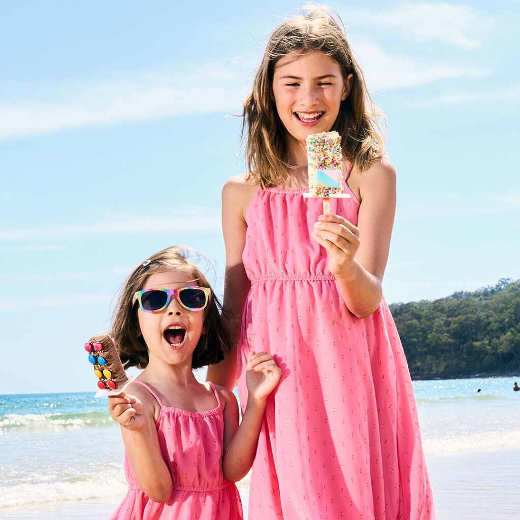 Kids from Happy Pops Noosa Gelato Shop on Noosa Main Beach