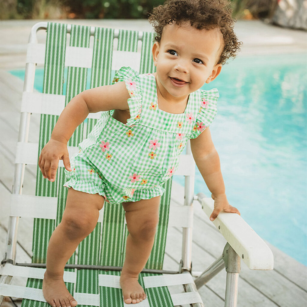 Moobaba-check-romper | Kids in Brisbane, Gold Coast, Sunshine Coast | Kotc Grow Wild Embroidered Check Romper