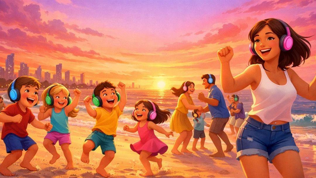 Family Sunset Silent Disco