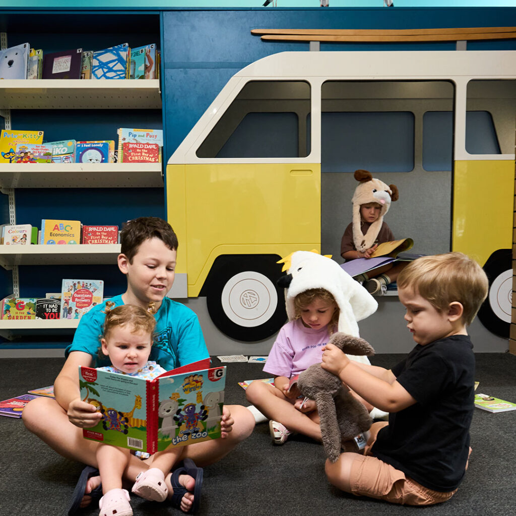 Imagination-in-kids_libraries-6 | Kids in Brisbane, Gold Coast, Sunshine Coast | Kotc Kids Reading Books Together at Maroochydore Library