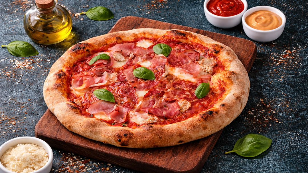 Pizza at the New Burger and Pizza Dining at the Banana Bender Pub, Sunshine Coast