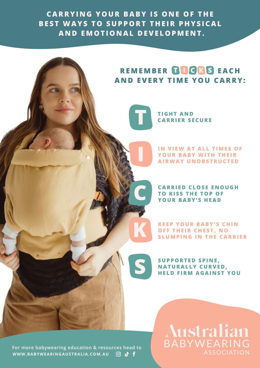 Aba-safety-standards-for-baby-carriers | Kids in Brisbane, Gold Coast, Sunshine Coast | Kotc Australian Babywearing Association Flyer for Safety Standards on Baby Carriers