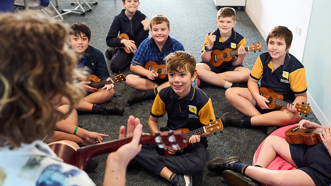 Primary Students at Mancel College in a Specialised Music Class