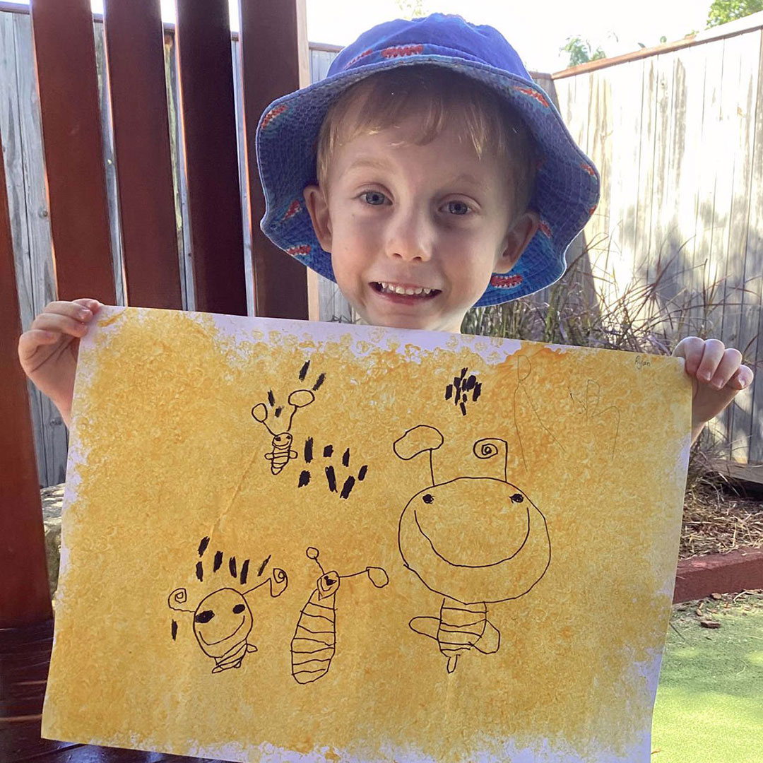 Sanctuary-buderim-early-learning_2026_drawing | Kids in Brisbane, Gold Coast, Sunshine Coast | Kotc Student Drawing of Bees at Sanctuary Early Learning Buderim