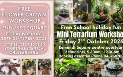 Free Flower Crown and Mini Terrarium Workshops at Eumundi Square