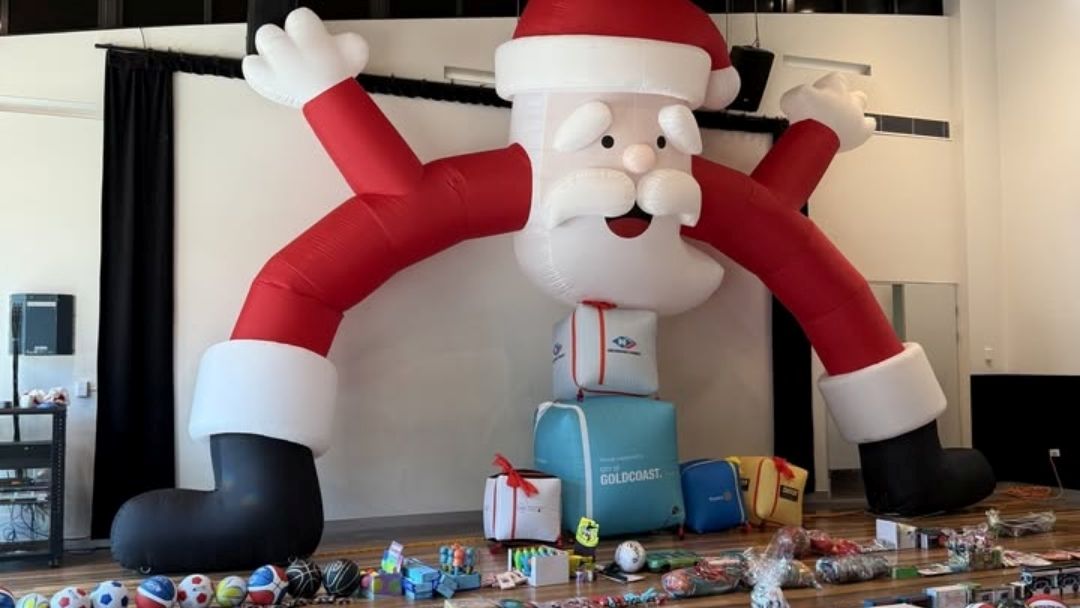 Longest Line of Christmas Presents for Kids in Care