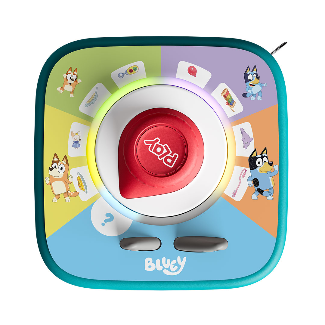 Cto-toniplay | Kids in Brisbane, Gold Coast, Sunshine Coast | Kotc Colorful Bluey Interactive Toy for Kids with a Red Center Knob, Glowing Ring, and Cartoon Dog Characters Around the Edge (preschool Play).
