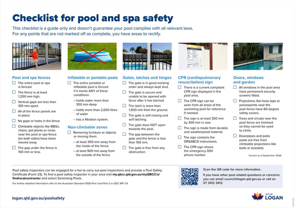 Logan City Council Printable Pool Safety Checklist
