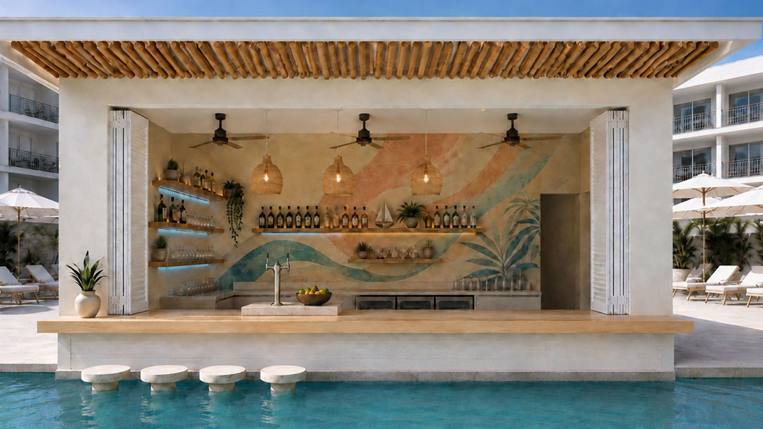 Swim-up Bar at Oh Shun Blu, the New Adults-only Retreat at Paradise Resort Gold Coast. Credit: Paradise Resort
